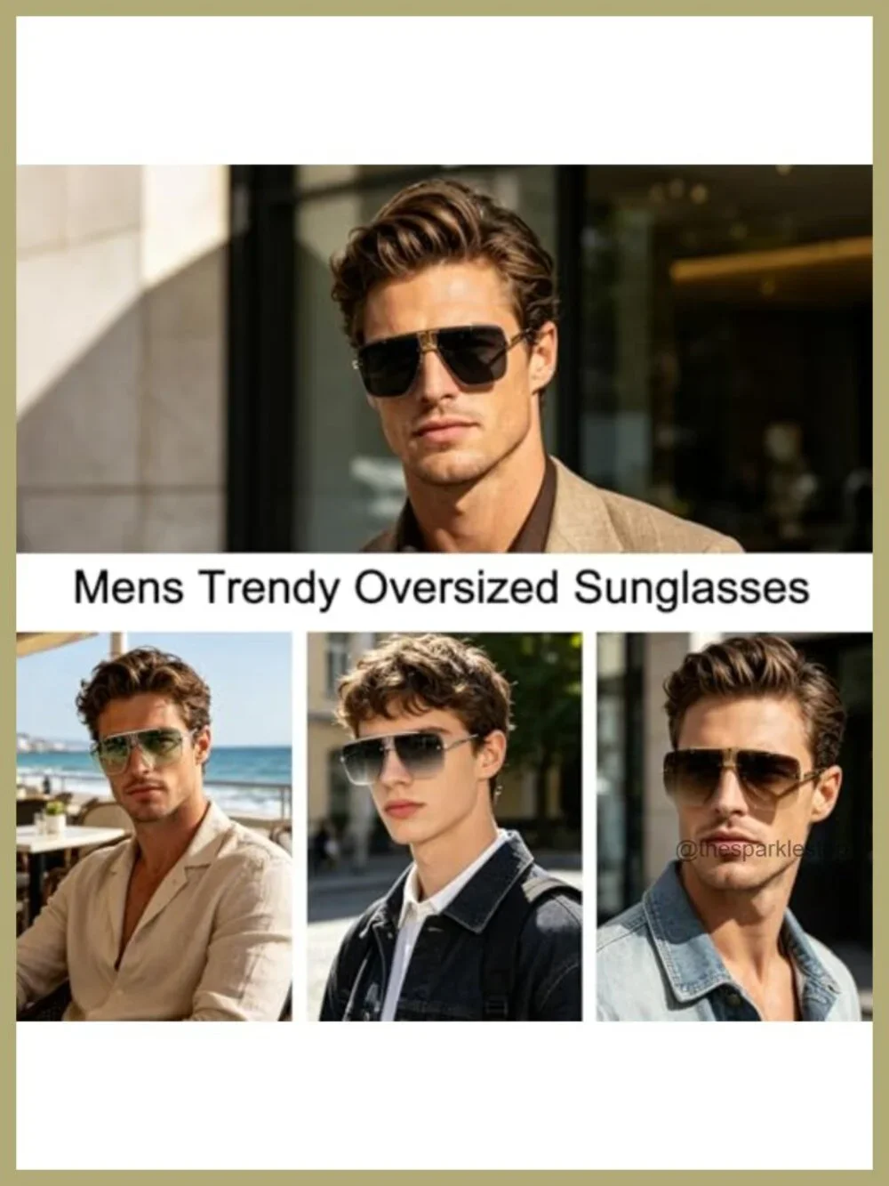 Rimless Oversized Square Sunglasses UV400 Protection Metal Frame